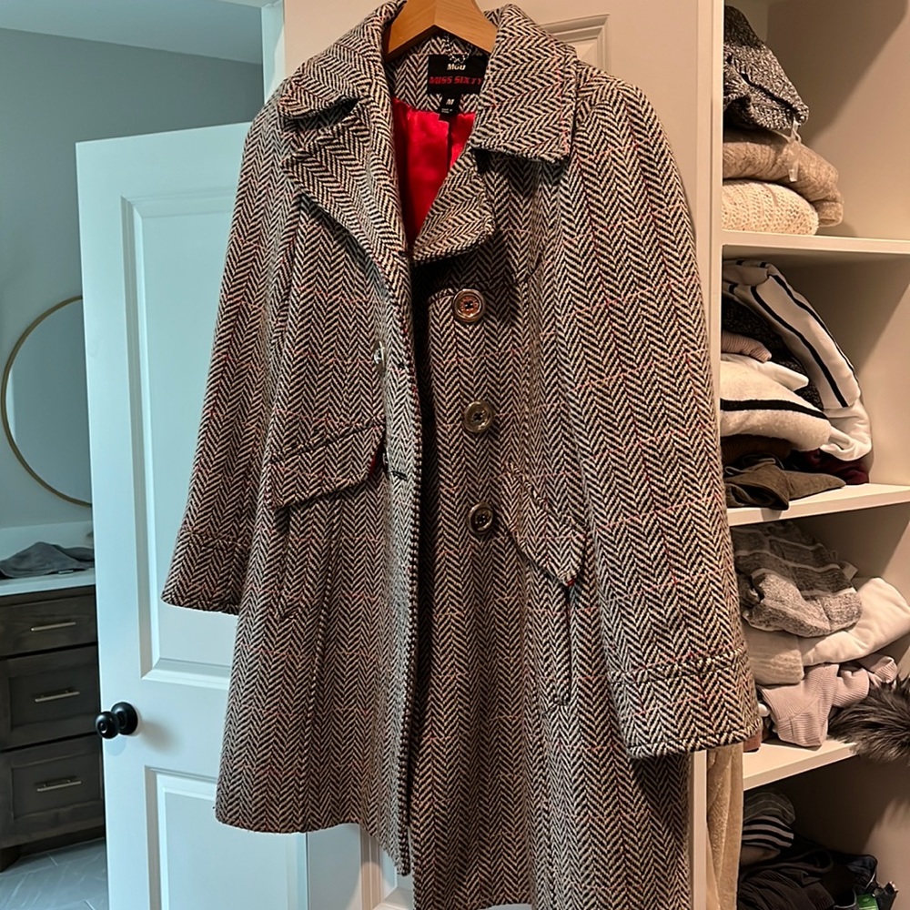 Houndstooth A-line Coat